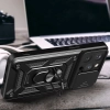 Pancerne etui z podstawką i osłoną aparatu do iPhone 15 Pro Max Hybrid Armor Camshield - niebieskie