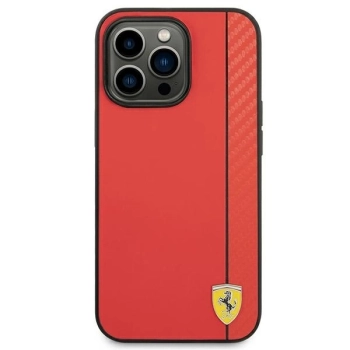Etui Ferrari Carbon na iPhone 14 Pro - czerwone