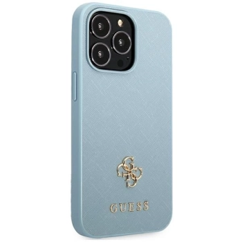 Etui Guess Saffiano 4G Small Metal Logo na iPhone 13 Pro Max - niebieskie