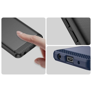 Carbon Case etui do Xiaomi Redmi A1+ elastyczny silikonowy karbonowy pokrowiec czarne