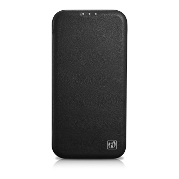 iCarer CE Premium Leather Folio Case skórzane etui iPhone 14 z klapką magnetyczne MagSafe czarny (WMI14220713-BK)