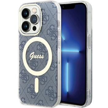 Etui Guess IML 4G MagSafe na iPhone 15 Pro Max - niebieskie