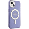 Etui Guess Glitter Gold MagSafe na iPhone 14 - purpurowe