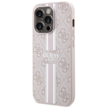 Etui Guess 4G Printed Stripes MagSafe na iPhone 14 Pro Max - różowe