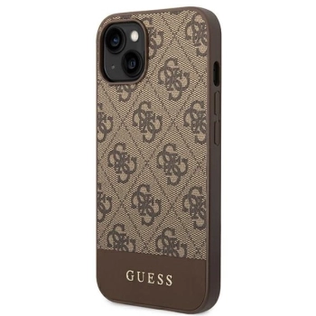 Etui Guess 4G Stripe Collection na iPhone 14 Plus - brązowe