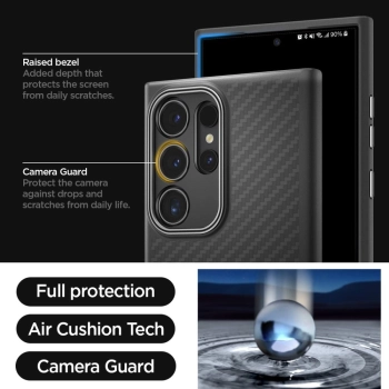 Etui Spigen Enzo Aramid na Samsung Galaxy S24 Ultra - czarny mat