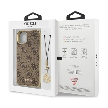 Etui Guess 4G Charms Collection na iPhone 13 - brązowe