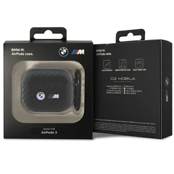 Etui BMW Carbon Double Metal Logo na AirPods 3 gen - czarne