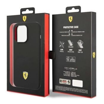 Etui Ferrari Silicone Metal Logo na iPhone 14 Pro - czarne