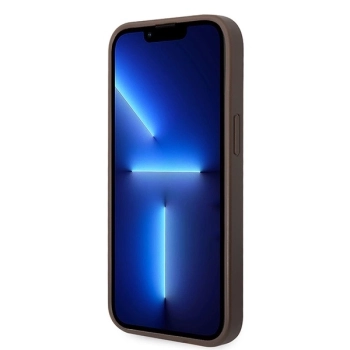 Etui Guess 4G Metal Gold Logo do iPhone 15 Plus - brązowe