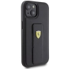 Etui Ferrari Grip Stand Metal Logo na iPhone 15 - czarne