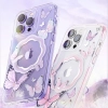 Kingxbar Butterfly Series magnetyczne etui iPhone 14 Plus MagSafe etui z motylami fioletowe