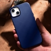 iCarer Case Leather pokrowiec etui z naturalnej skóry do iPhone 14 Plus niebieski (kompatybilne z MagSafe)