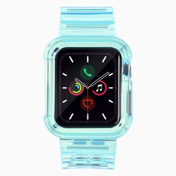 Strap Light Set silikonowa opaska pasek bransoleta bransoletka etui do zegarka Watch 6 44mm / Watch 5 44mm / Watch 4 44mm / Watch SE 44mm niebieski