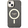 Etui Guess Glitter Gold MagSafe na iPhone 14 - czarne