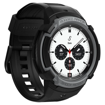 Etui z paskiem Spigen Rugged Armor Pro na Samsung Galaxy Watch 4 Classic 42 mm - szare