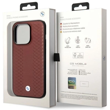 Etui BMW Leather Diamond Pattern MagSafe na iPhone 14 Pro - burgundowe