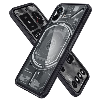 Etui Spigen Ultra Hybrid na Nothing Phone 2 - ciemnoszare (wzór Zero One)