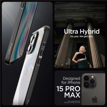 Etui Spigen Crystal Hybrid na iPhone 15 Pro Max - przezroczysto-czarne