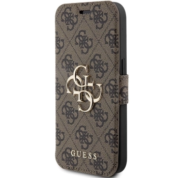 Etui Guess 4G Metal Logo na iPhone 15 Pro - brązowe