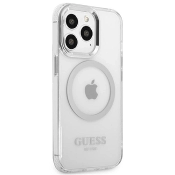 Etui Guess Metal Outline MagSafe na iPhone 13 Pro Max - srebrne