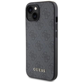 Etui Guess 4G Metal Gold Logo na iPhone 15 Plus - szare