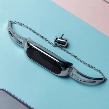 Zamienna metalowa opaska bransoleta łańcuszek pasek do Xiaomi Mi Band 6 / 5 / 4 / 3 srebrny