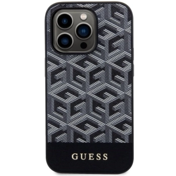 Etui Guess GCube Stripes MagSafe na iPhone 14 Pro - czarne