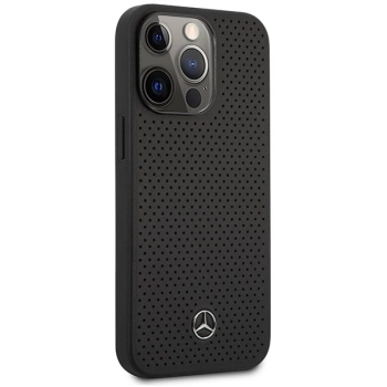 Etui Mercedes Leather Perforated na iPhone 14 Pro - czarne
