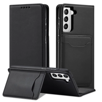 Magnet Card Case etui do Samsung Galaxy S22+ (S22 Plus) pokrowiec portfel na karty kartę podstawka czarny