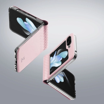 Skórzane etui Samsung Galaxy Z Flip5 5G z klapką portfel pokrowiec na tył Dux Ducis Bril - różowe