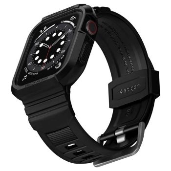 Etui z paskiem Spigen Rugged Armor Pro na Apple Watch 4 / 5 / 6 / 7 / 8 / SE (44/45 mm) - czarne