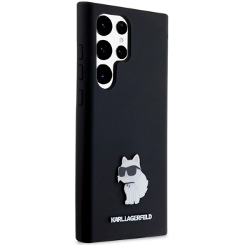 Etui Karl Lagerfeld Silicone Choupette Metal Pin na Samsung Galaxy S23 Ultra - czarne