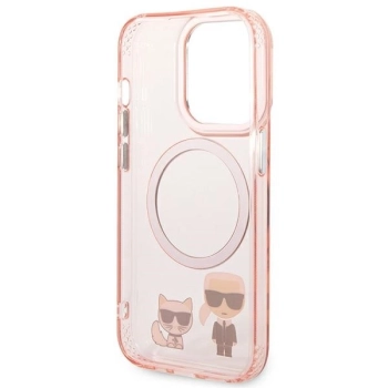 Etui Karl Lagerfeld Karl&Choupette Aluminium MagSafe na iPhone 14 Pro - różowe