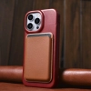iCarer CE Oil Wax Premium Leather Folio Case skórzane etui iPhone 14 Pro Max z klapką magnetyczne MagSafe czerwony (AKI14220708-RD)
