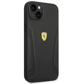 Etui Ferrari Leather Stamp Sides na iPhone 14 Plus - czarne