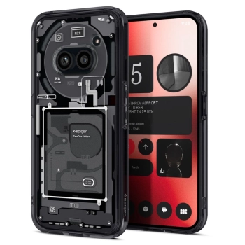 Etui Spigen Ultra Hybrid na Nothing Phone 2A - ciemnoszare (wzór Zero One)