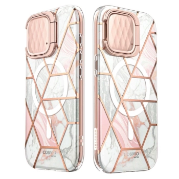 Etui Supcase Cosmo Mag z MagSafe na iPhone 15 Pro Max - różowy marmur