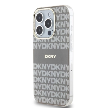 Etui DKNY IML Mono & Stripe MagSafe na iPhone 15 Pro Max - beżowe