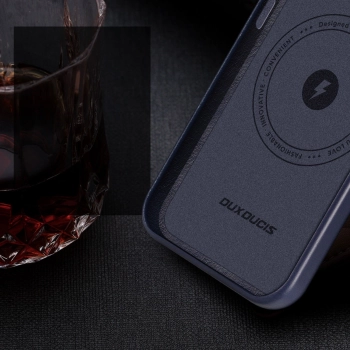 Dux Ducis Naples etui do iPhone 13 Pro Max skórzany pokrowiec (kompatybilny z MagSafe) niebieski