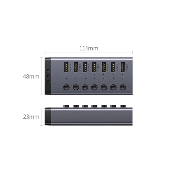 Ugreen wielofunkcyjny HUB 7w1 USB Typ C - 7x USB Typ A 3.0 PD DC 12V szary (CM481)