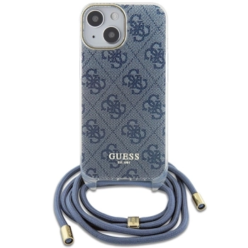 Etui Guess Crossbody Cord 4G Print na iPhone 15 / 14 / 13 - niebieskie