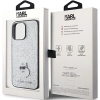 Etui Karl Lagerfeld Fixed Glitter Choupette Logo Metal Pin do iPhone 15 Pro Max - srebrne