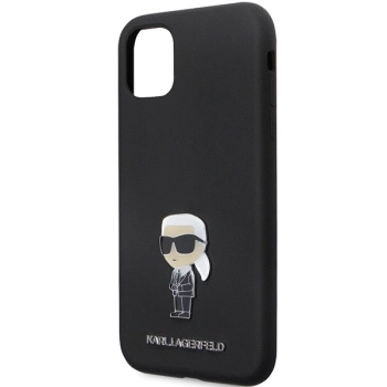 Etui Karl Lagerfeld Silicone Ikonik Metal Pin na iPhone 11 / Xr - czarne