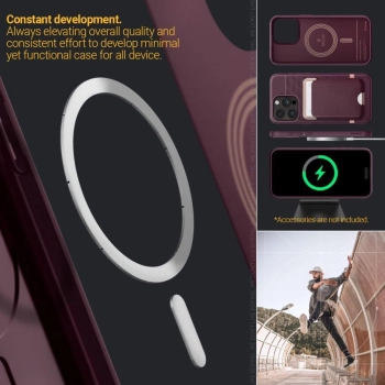 Etui Caseology Parallax Mag z MagSafe na iPhone 15 Pro - burgundowe