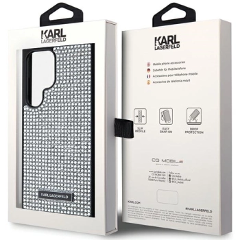 Etui Karl Lagerfeld Rhinestone Metal Logo na Samsung Galaxy S24 Ultra - srebrne