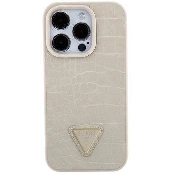 Etui Guess Croco Triangle Metal Logo do iPhone 15 Pro Max - złote