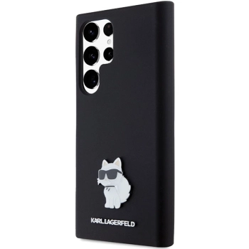 Etui Karl Lagerfeld Silicone Choupette Metal Pin na Samsung Galaxy S23 Ultra - czarne