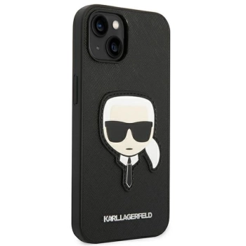 Etui Karl Lagerfeld Saffiano Karl's Head Patch na iPhone 14 Plus - czarne