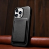 iCarer Case Leather pokrowiec etui z naturalnej skóry do iPhone 14 Pro Max czarny (WMI14220708-BK) (kompatybilne z MagSafe)